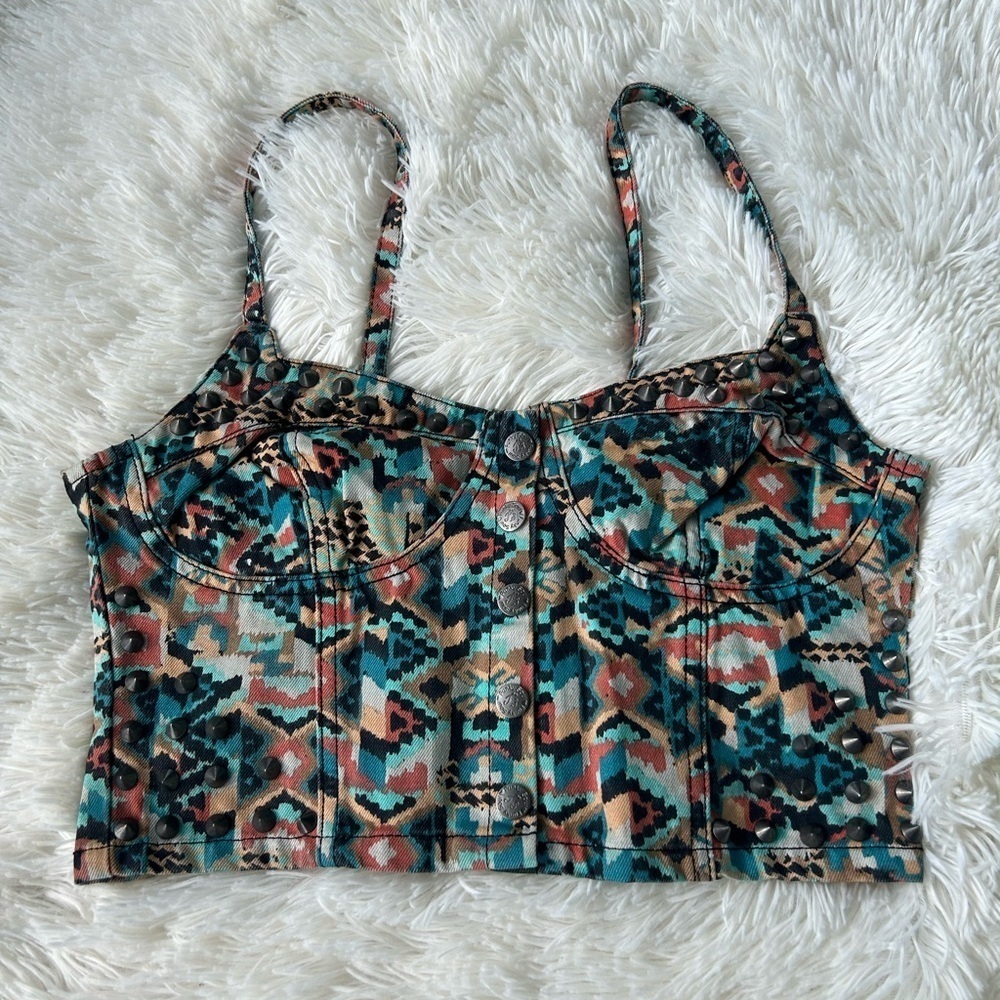 Funky soul cropped studded  jean top size large